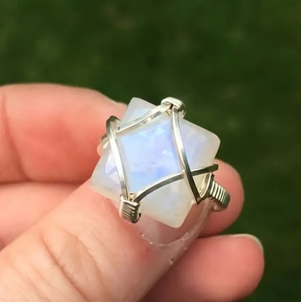 NIB Women's White Moonstone Ring